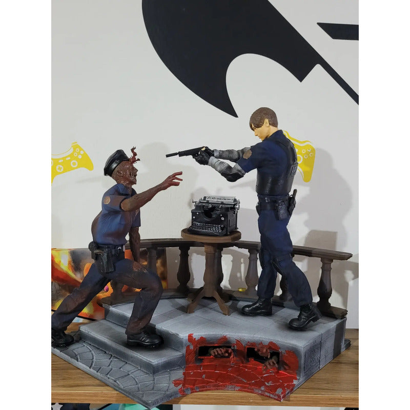 Figura Acción Leon Kennedy Con Zombie Resident Evil