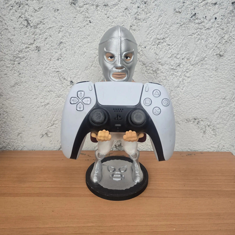 Soporte Control Play Xbox O Cel El Santo Lucha Libre Plateado
