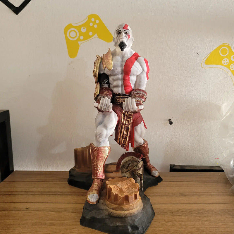 Soporte Para Mando O Celular De Kratos God Of War V3 Blanco, Rojo Y Dorado