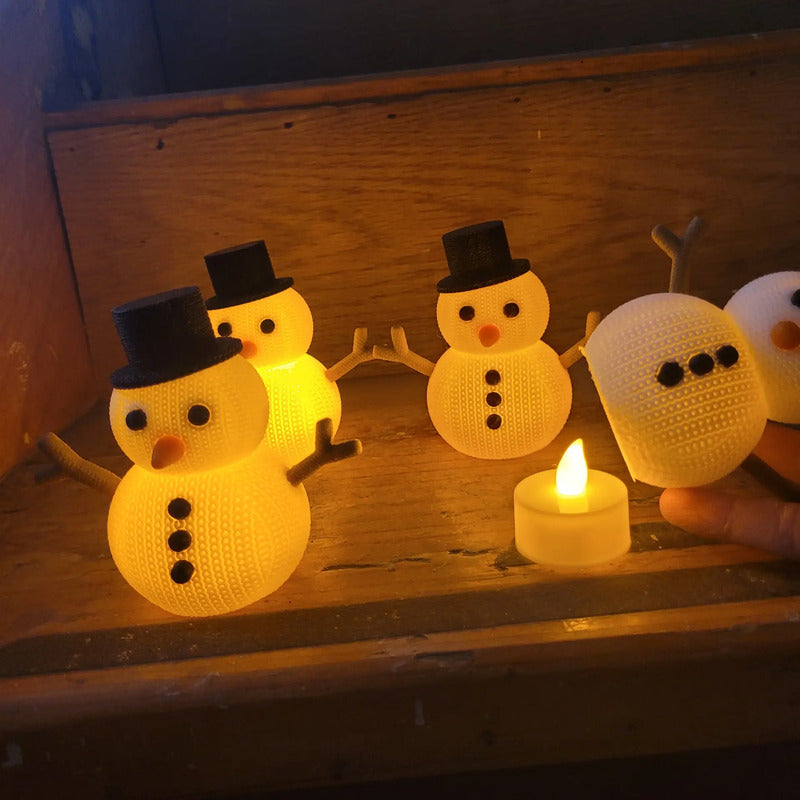 Figura Decorativa Para Navidad Hombre De Nieve Vela 4 Pack Blanco