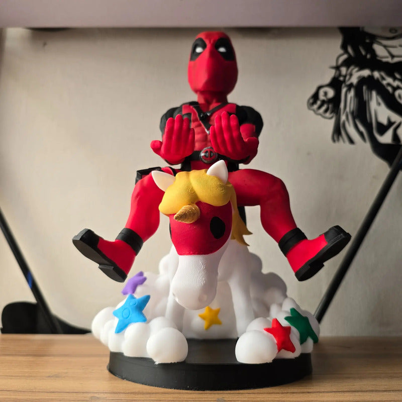 Soporte Control Play Xbox O Celular Deadpool Con Caballo Rojo