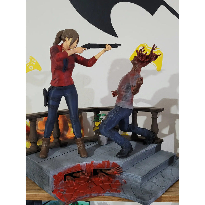 Figura De Acción Claire Redfield Con Zombie Resident Evil