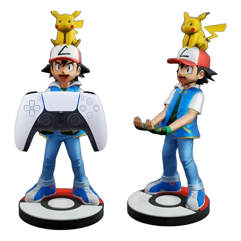 Soporte Para Control Play Xbox O Cel Ash Con Pikachu Pokemo Azul