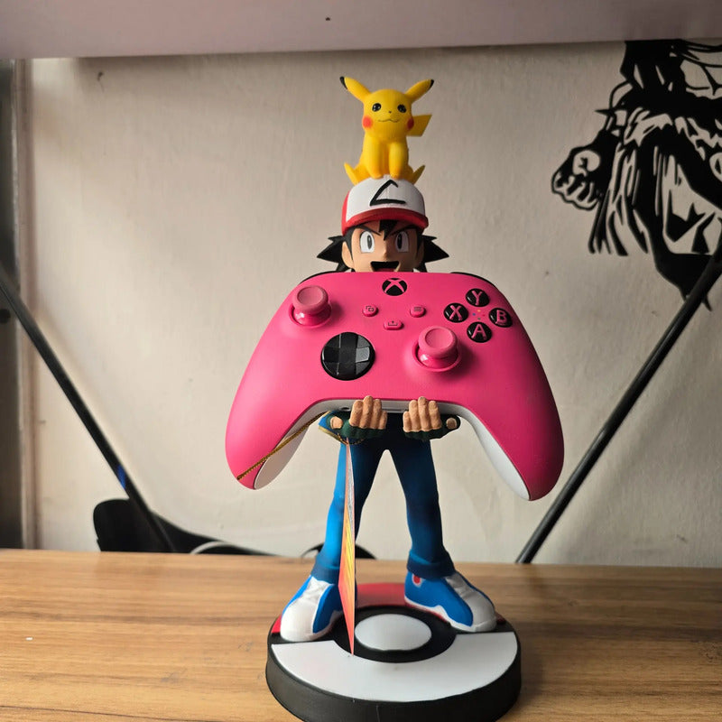 Soporte Para Control Play Xbox O Cel Ash Con Pikachu Pokemo Azul