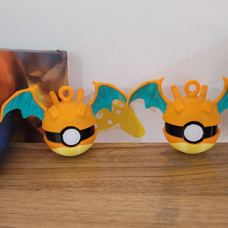 Esferas Árbol Navidad Tipo Pokebola Charizardd 6 Pack Pokebola