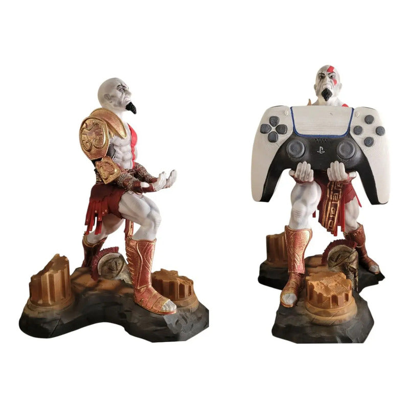 Soporte Para Mando O Celular De Kratos God Of War V3 Blanco, Rojo Y Dorado