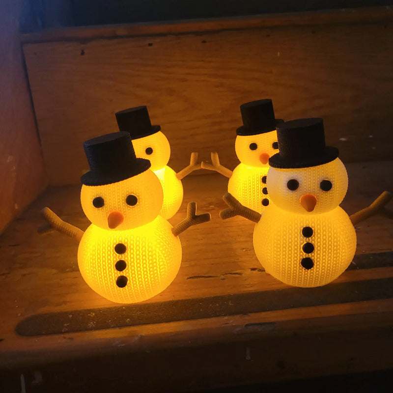Figura Decorativa Para Navidad Hombre De Nieve Vela 4 Pack Blanco
