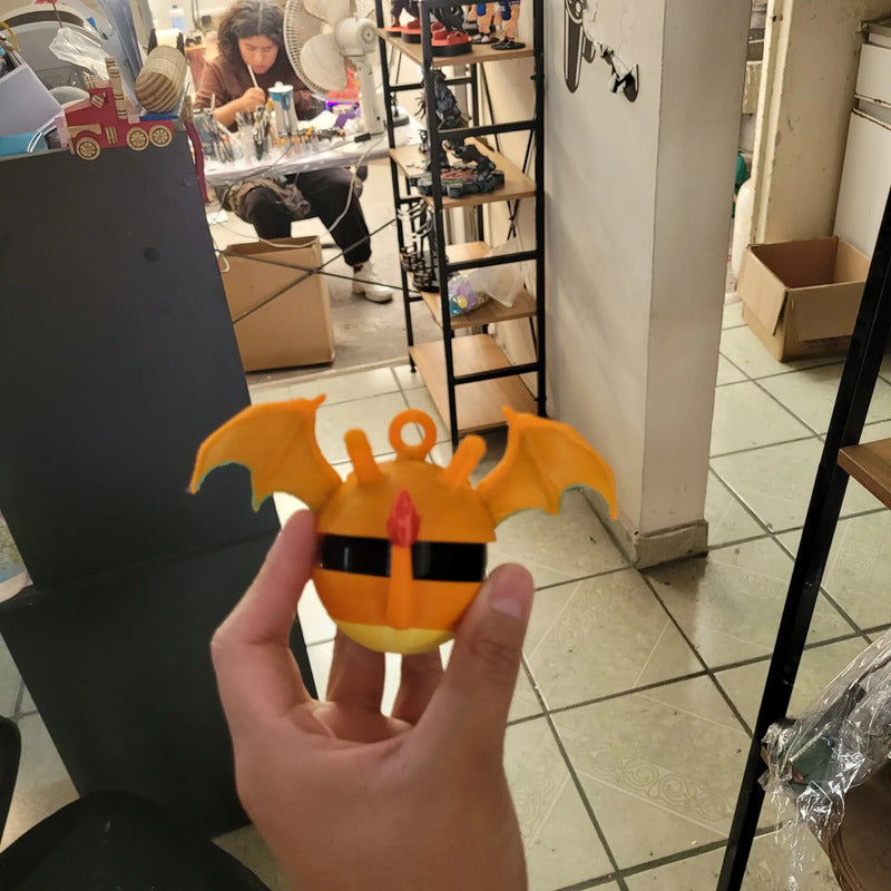 Esferas Árbol Navidad Tipo Pokebola Charizardd 6 Pack Pokebola