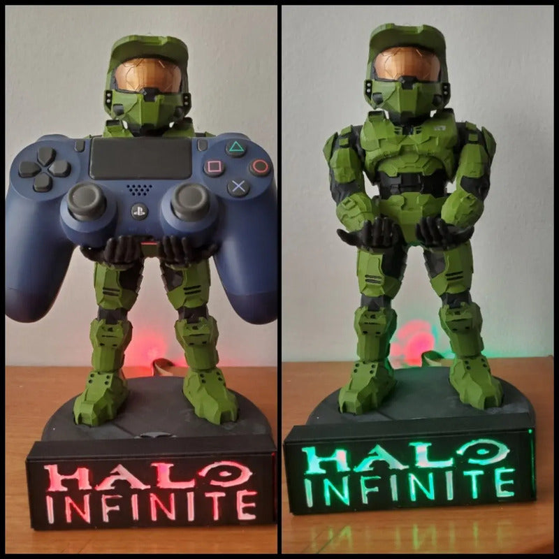 Soporte Control Xbox Play Halo Máster Chief Con Luces Led