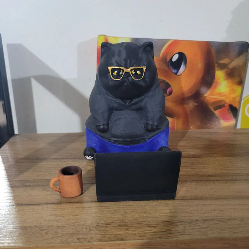 Accesorio Para Escritorio Gatito Negro Negro