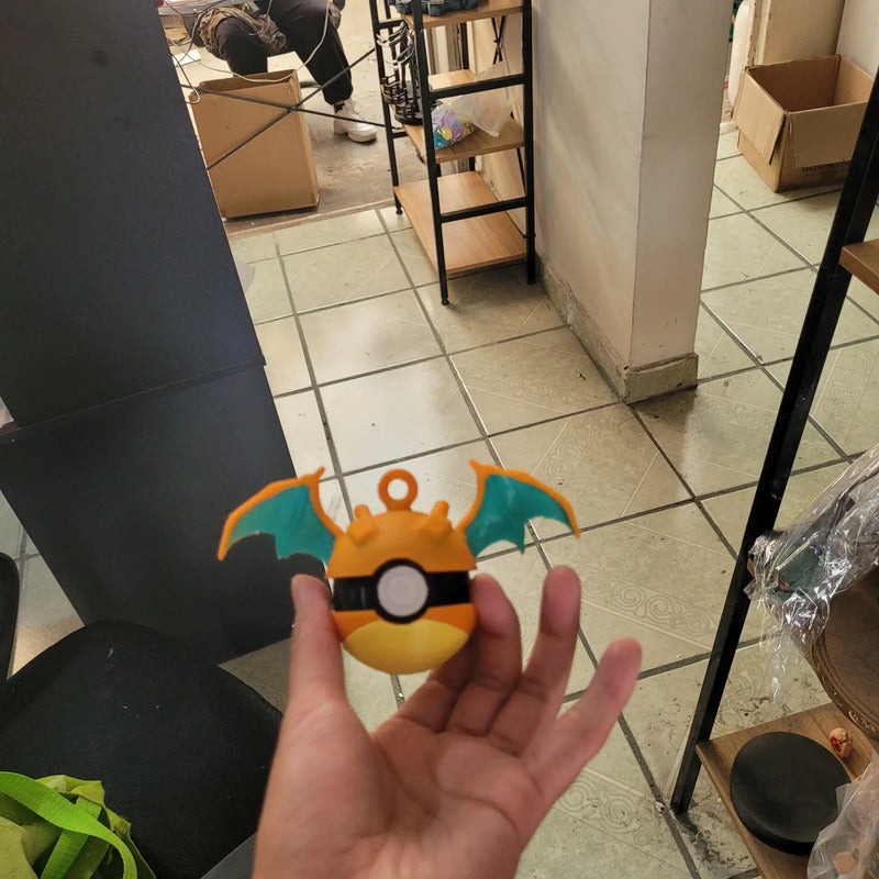 Esferas Árbol Navidad Tipo Pokebola Charizardd 6 Pack Pokebola