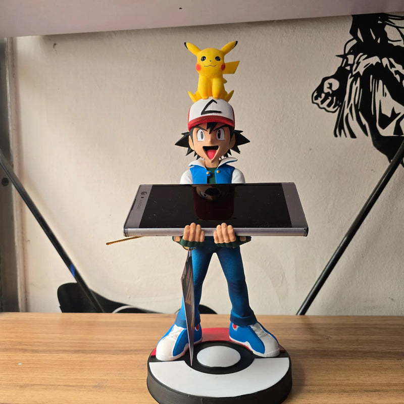 Soporte Para Control Play Xbox O Cel Ash Con Pikachu Pokemo Azul