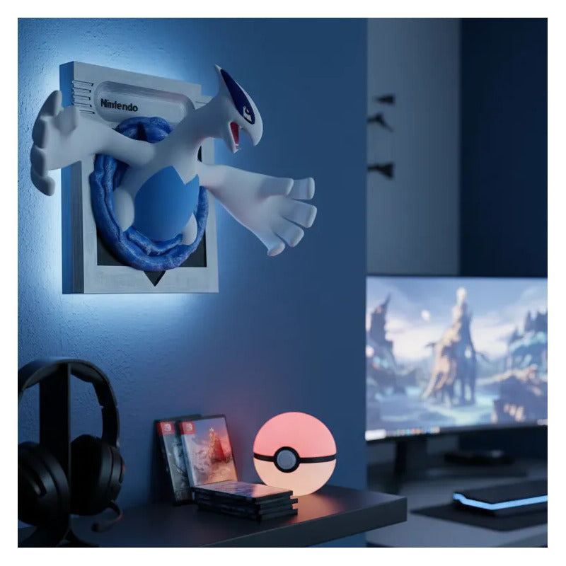 Cuadro De Cartucho Lugia Pokemon Azul Marino Blanco