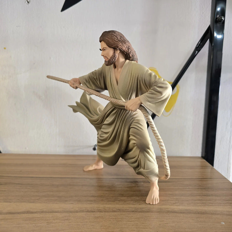 Figura Jesus Jalando Cuerda Naranja Claro
