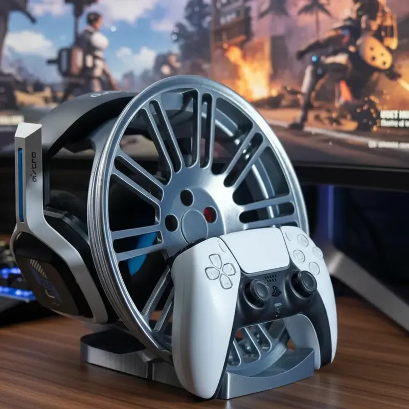 Soporte Para Control Play Xbox Y Audifonos Ring De Auto Gris
