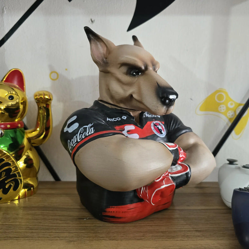 Figura Busto Xolo Mayor Xolos De Tijuana Negro Y Rojo