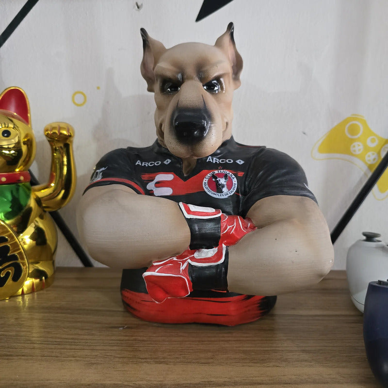Figura Busto Xolo Mayor Xolos De Tijuana Negro Y Rojo