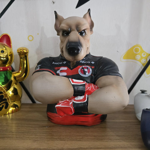 Figura Busto Xolo Mayor Xolos De Tijuana Negro Y Rojo