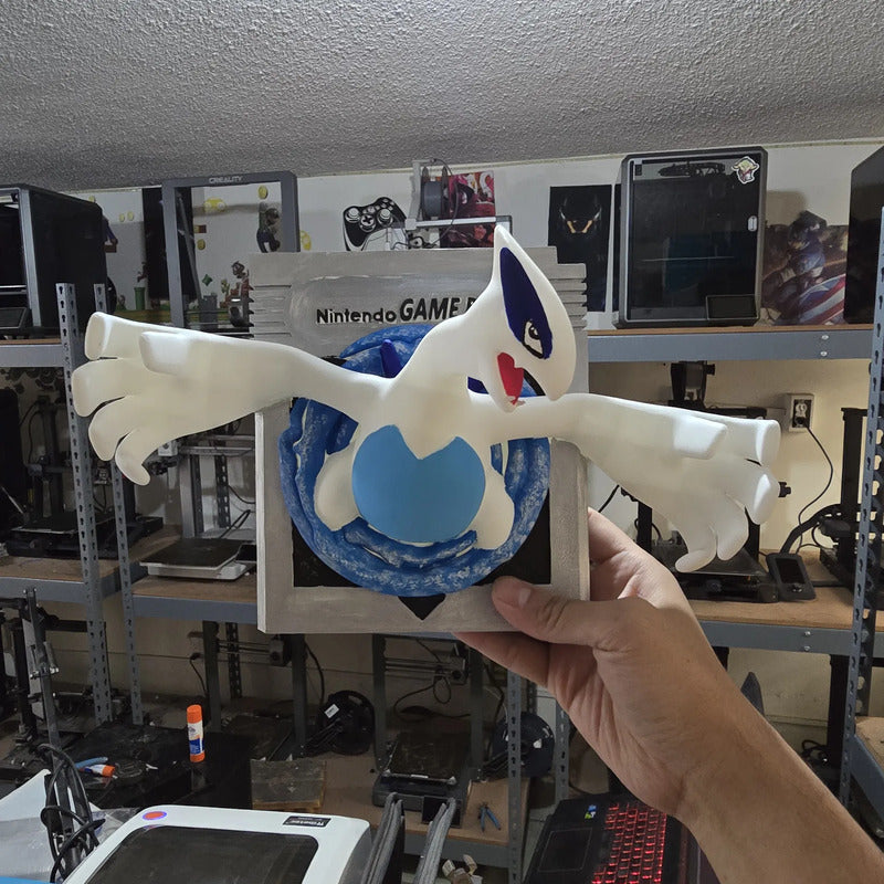 Cuadro De Cartucho Lugia Pokemon Azul Marino Blanco