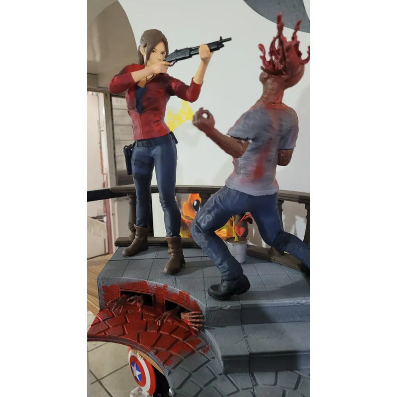 Figura De Acción Claire Redfield Con Zombie Resident Evil