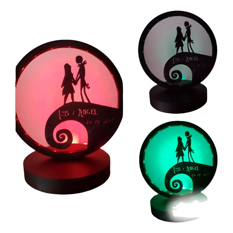 Lampara Jack Y Sally Con Nombre De Pareja Personalizado  Todos Varios
