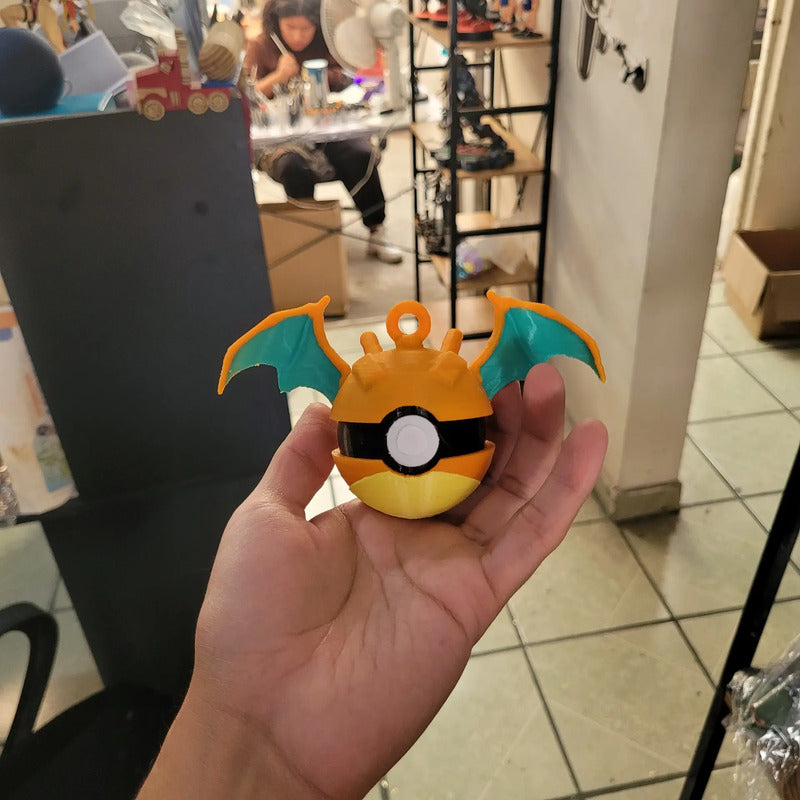 Esferas Árbol Navidad Tipo Pokebola Charizardd 6 Pack Pokebola