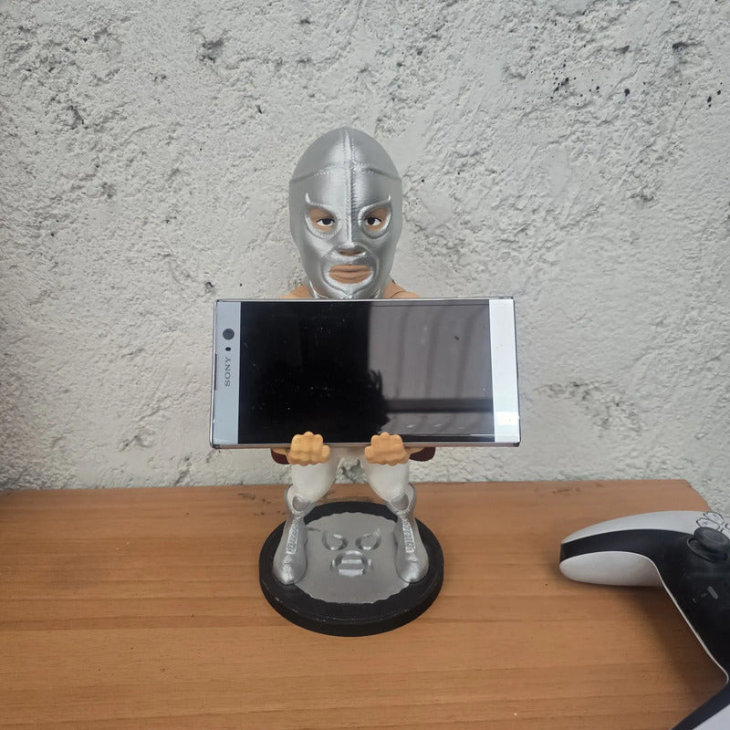 Soporte Control Play Xbox O Cel El Santo Lucha Libre Plateado