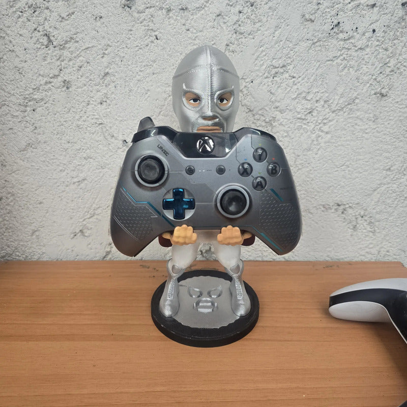 Soporte Control Play Xbox O Cel El Santo Lucha Libre Plateado