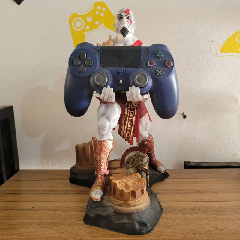 Soporte Para Mando O Celular De Kratos God Of War V3 Blanco, Rojo Y Dorado