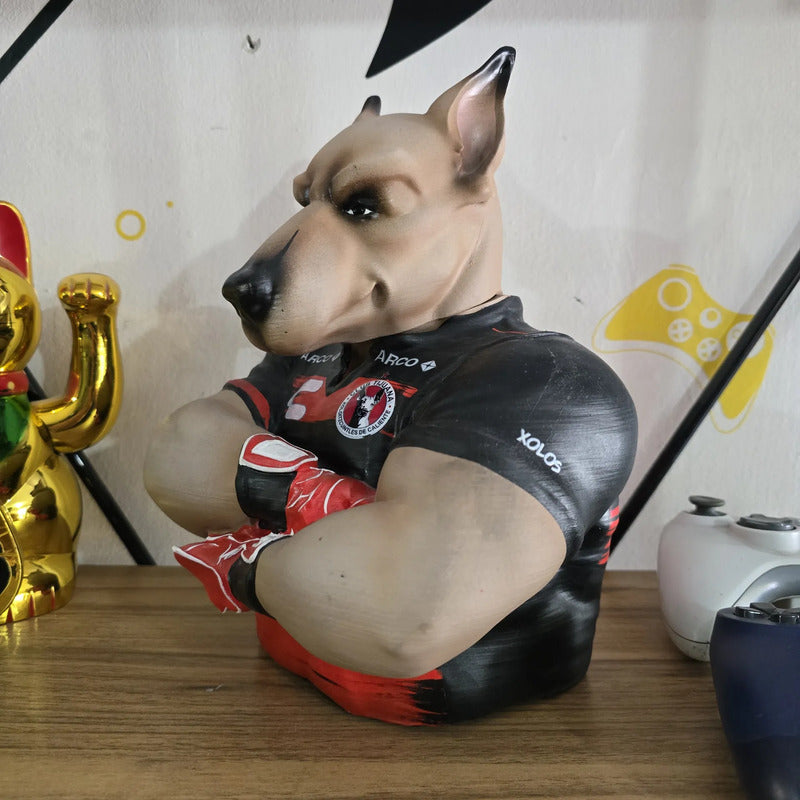 Figura Busto Xolo Mayor Xolos De Tijuana Negro Y Rojo