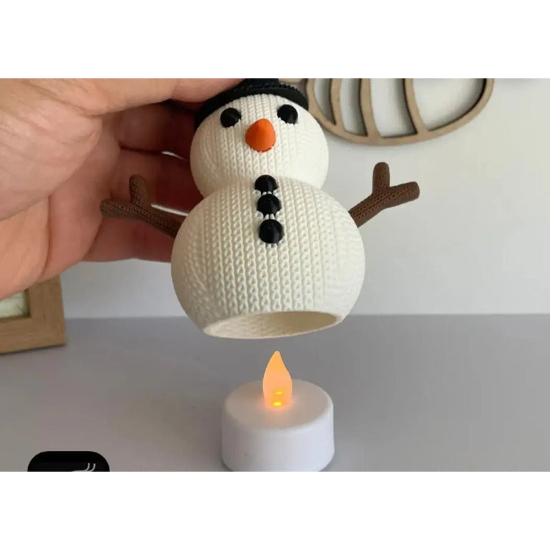 Figura Decorativa Para Navidad Hombre De Nieve Vela 4 Pack Blanco