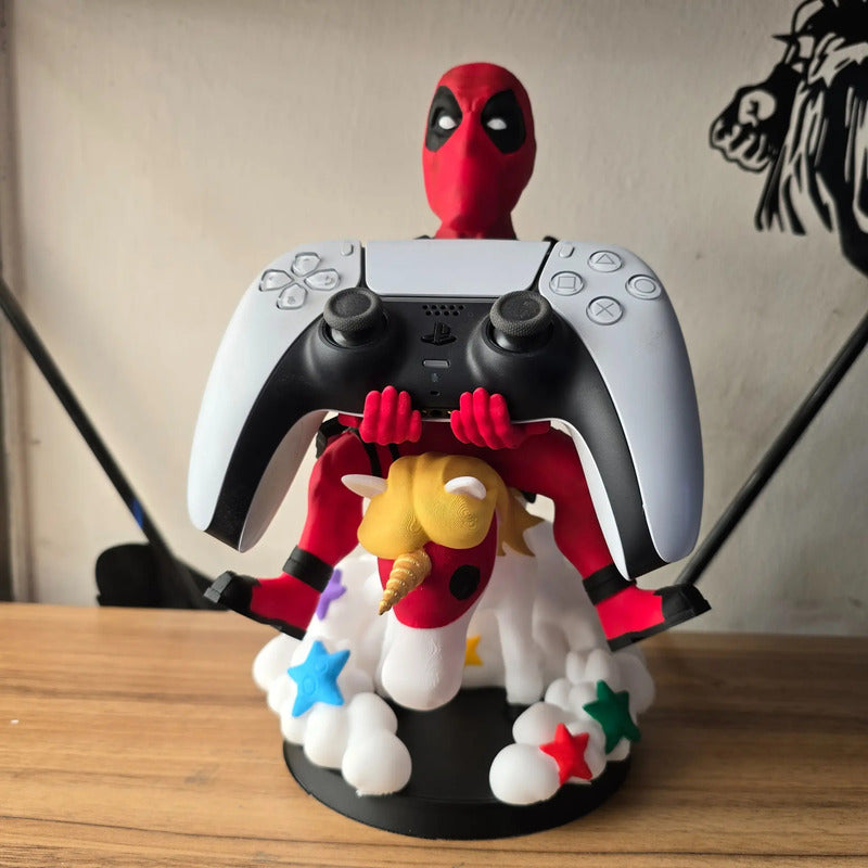 Soporte Control Play Xbox O Celular Deadpool Con Caballo Rojo