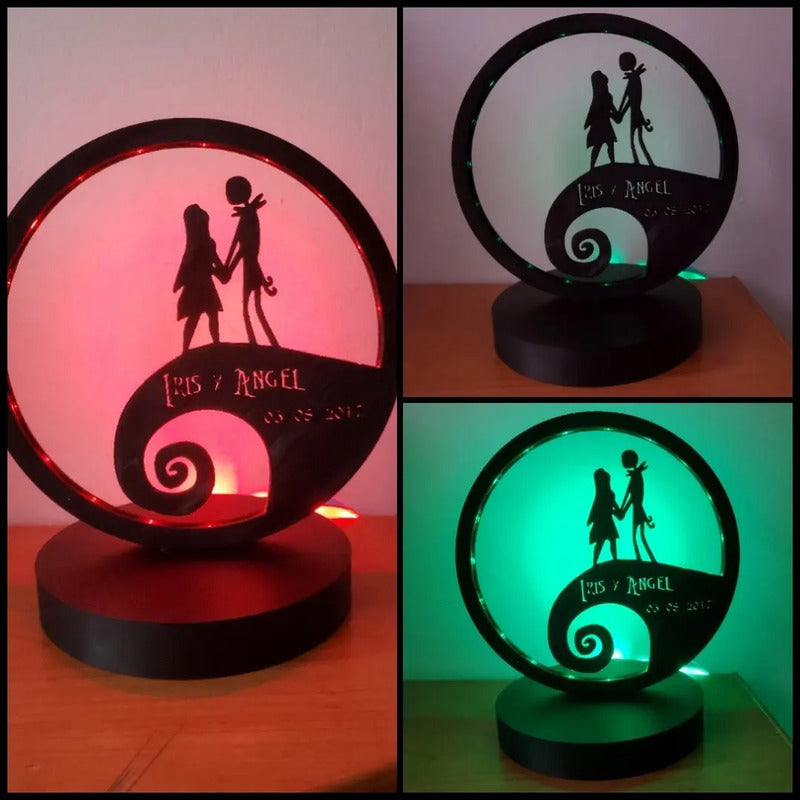 Lampara Jack Y Sally Con Nombre De Pareja Personalizado  Todos Varios