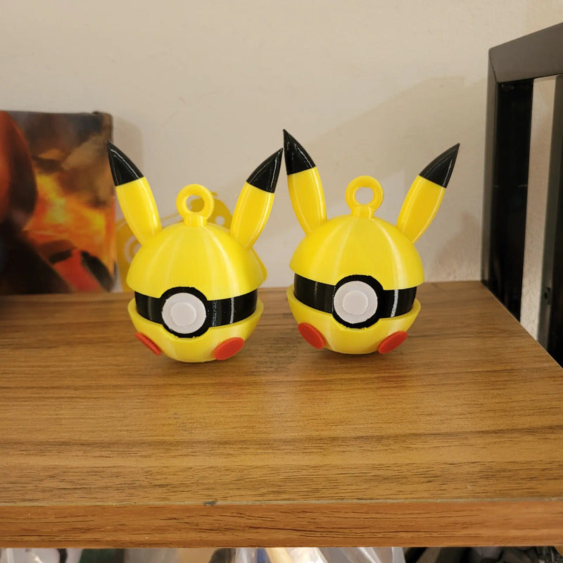 Esferas Árbol De Navidad Tipo Pokebola Pikachuu 6 Pack Amarillo Pokebola